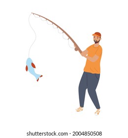 fisher with fish and rod character