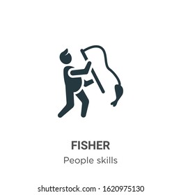 Fisher glyph icon vector on white background. Flat vector fisher icon symbol sign from modern people skills collection for mobile concept and web apps design.