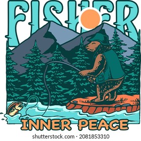 fisher inner peace vector print illustration