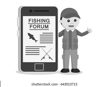 fisher man fishing forum black and white style