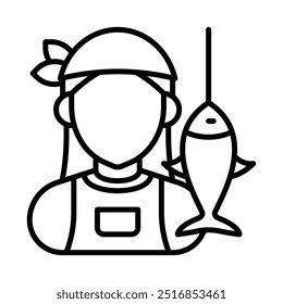 Fisher Outline Icon, Vector illustration