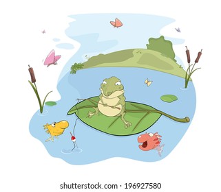 A fisher toad cartoon