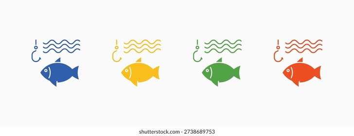 Fisheries Icon Set Color Multiple Style Collection