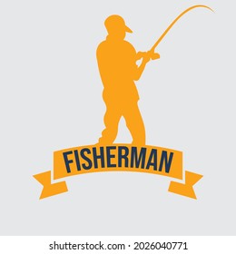 Fisherman abstract icon design logo template,Creative vector symbol of fishing club or online shop.