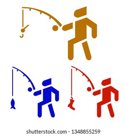 Fisherman activity background set vector icon