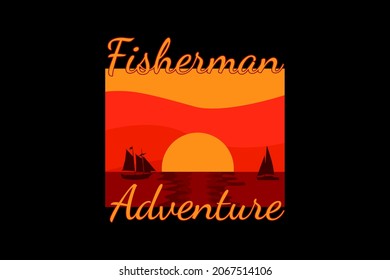 fisherman adventure silhouette retro design