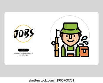 fisherman avatar on white background, very suitable for learning media