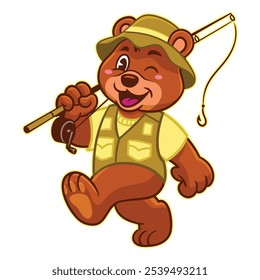 Personagem de Desenho Animado de Urso de Pescador