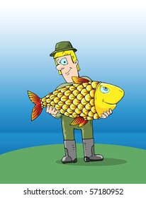 fisherman with a big fish in the hands