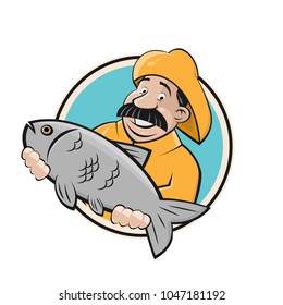 fisherman with big fish sign