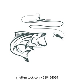 fisherman in boat and bass