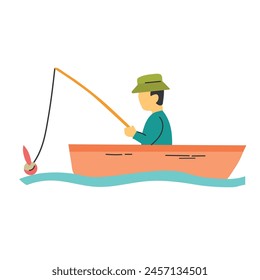 Fisherman in boat icon clipart avatar logotype isolated vector illustration