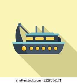 Icono de barco de pescador vector plano. Barco de pescado. Rastreador marino