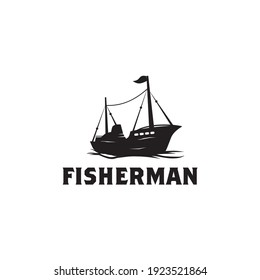Fisherman boat icon logo design vector template