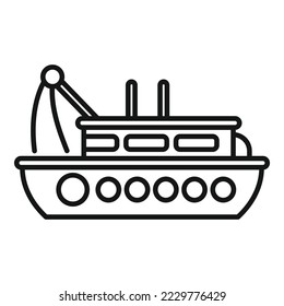 Fisherman boat icon outline vector. Fish boat. Sea trawler