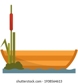 Fisherman boat on lake or river vector illustration on white background