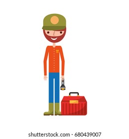fisherman with box avatar character