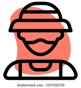 Fisherman with bucket hat having mask on