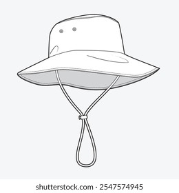 Fisherman bucket hat technical drawing vector template.