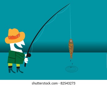 fisherman and captured fish