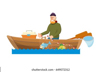 Fisherman cartoon man vector illustration
