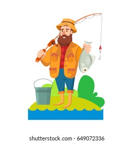 Fisherman cartoon man vector illustration