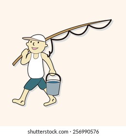 fisherman cartoon theme elements