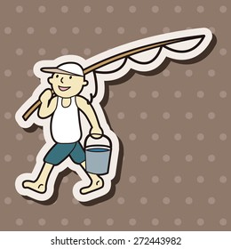 fisherman cartoon theme elements