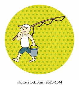 fisherman cartoon theme elements