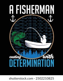 A fisherman casrting with determination