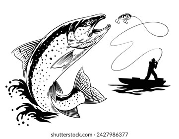 fly fishing vector art