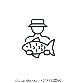 Fisherman with Catch Icon. Simple fisherman with catch icon for social media, app, and web design. Vector illustration.