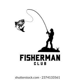 fisherman catching the big bass fish