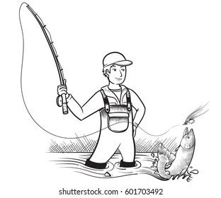 fisherman caught a fish 