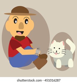 Fisherman with Cute Cat