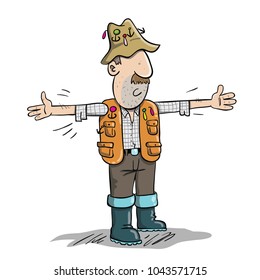 Fisherman describing fish