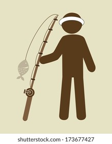 fisherman  design over beige background vector illustration 