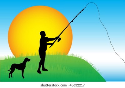 Fisherman with dog