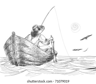 Fisherman drawing