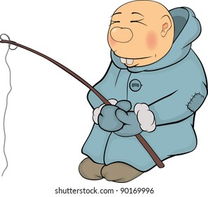 The fisherman. The Eskimo. Cartoon