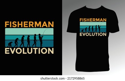 Fisherman Evolution T Shirt Design. 