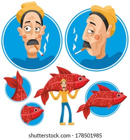fisherman and fiery fish