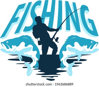 Fisherman Fish Design Fishing Stock Vector (Royalty Free) 1963686889 ...