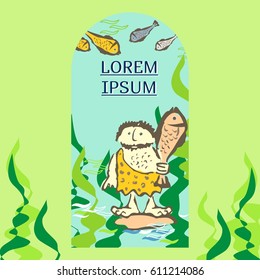  Fisherman and fish. Fishing concept / banner / poster. Vector illustration . Flat design.