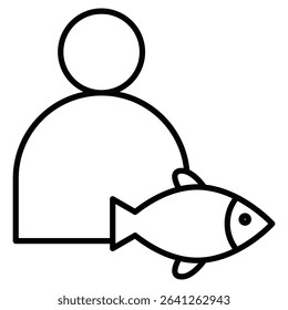 Fisherman with fish icon simple flat icon vector symbol