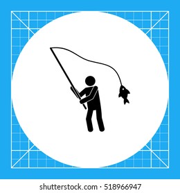 Fisherman with Fish on Rod Icon