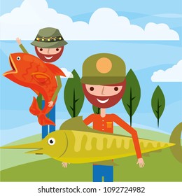fisherman fishing cartoon