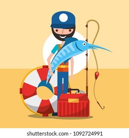 fisherman fishing cartoon