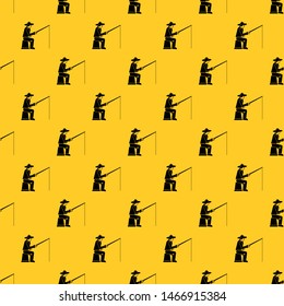 Fisherman with a fishing rod pattern seamless vector repeat geometric yellow for any design