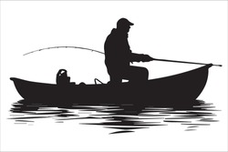 Fisherman Fishing Silhouette Vector Illustration